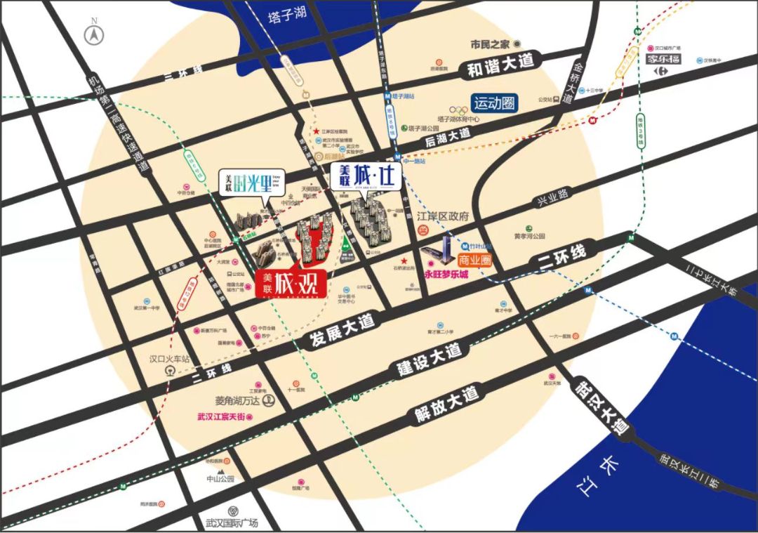 美联城观位置交通图