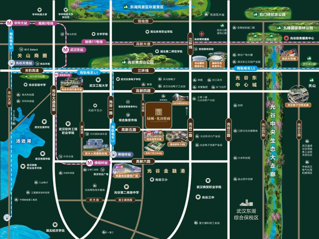 绿城.光谷桂府位置交通图