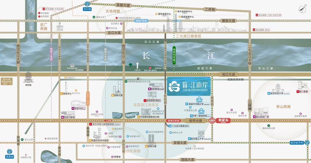 武汉城建.江南岸位置交通图